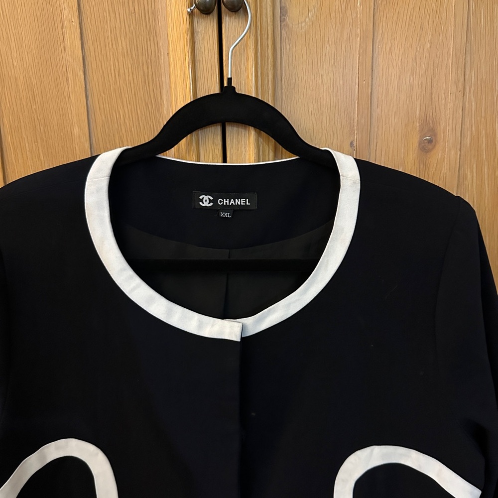 Chanel Black and White Blazer with Contrast Trim